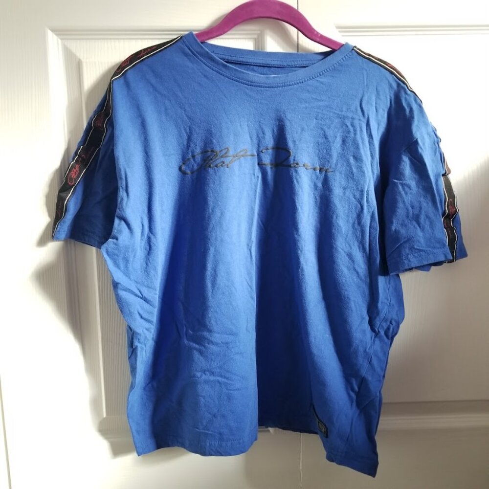 Phat Farm Men's T-Shirt Medium Blue Black Red Logo Y2K 90s Streetwear Logo